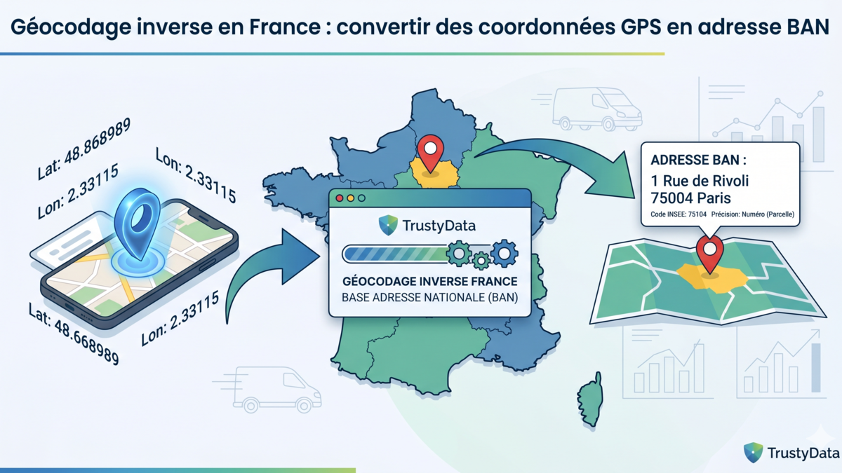 Géocodage inverse en France : convertir des coordonnées GPS en adresse BAN